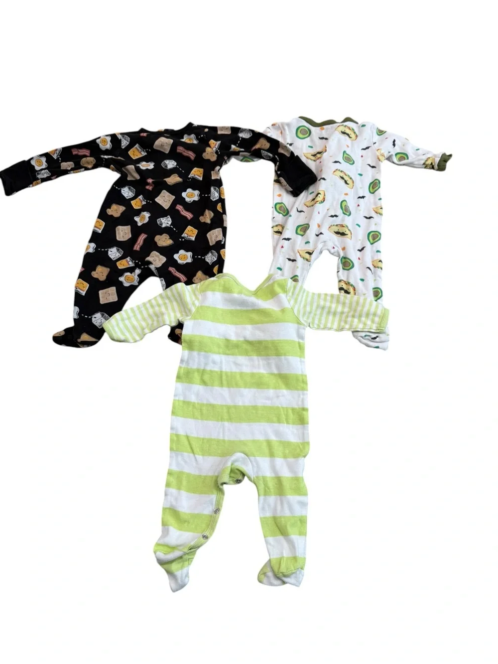 3pc Baby Boy Gender Neutral Footed Sleeper Bundle Breakfast Taco 3-6M